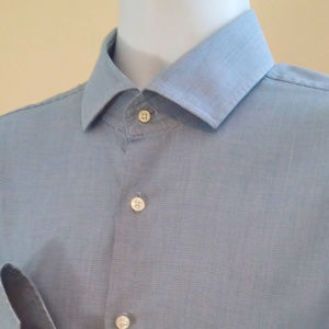 HUGO BOSS Light Blue Fine Check Dress Shirt